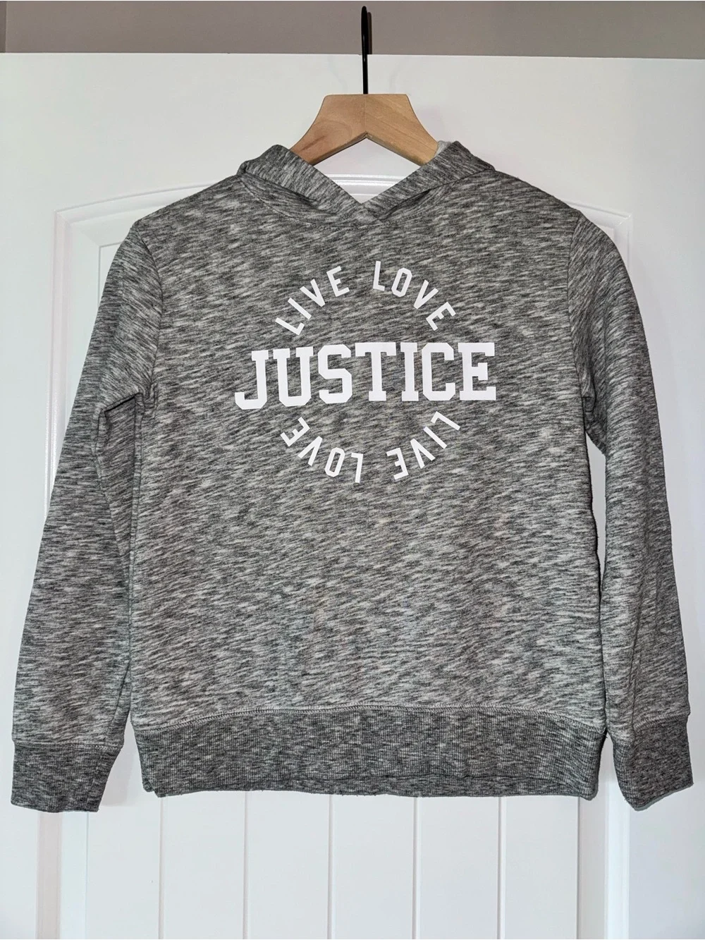 Desigual Gray Hooded Pullover Sweatshirt with White Graphic